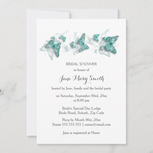 Schmetterlingsdusche Sommerdusche Party Einladung (Vorderseite)