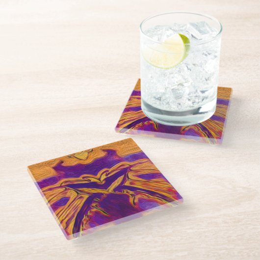 Schmetterlingseffekt Glasuntersetzer (Schrägansicht)