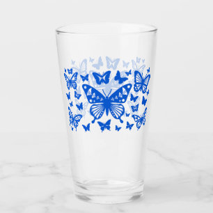 Schmetterlingsegnen in Blau Glas