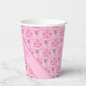 Schmetterlingseil-Seepferd in Bläschen Custom Pink Pappbecher (Rückseite)