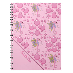 Schmetterlingseil-Seepferd in Blasen Custom Pink N Notizblock