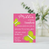 Schmetterlingseinladung [Limon + pink] Einladungspostkarte (Stehend Vorderseite)