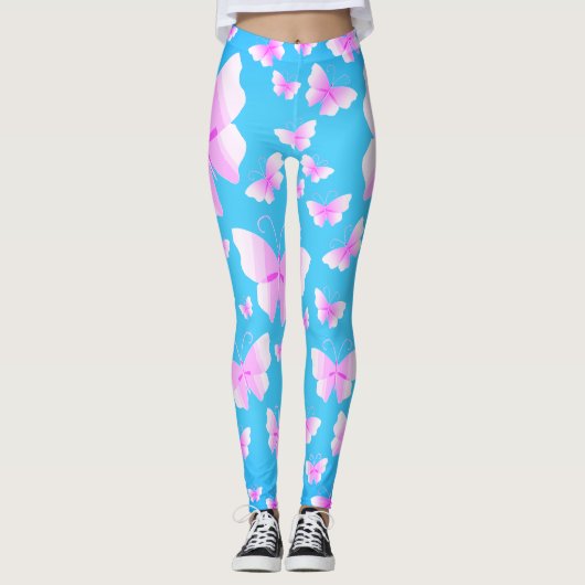 Schmetterlingsfamilie der rosa Schatten Leggings (Vorderseite)