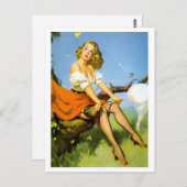 Schmetterlingsfänger-Button Postkarte (Vorne/Hinten)