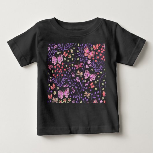 Schmetterlingsfarben und Blume Rose Baby T-shirt (Vorderseite)