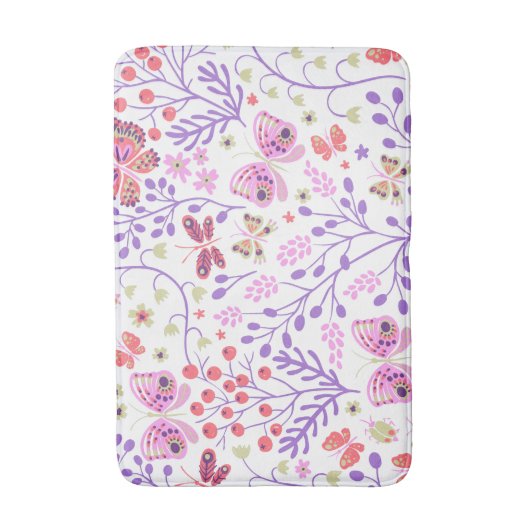 Schmetterlingsfarben und Blume Rose Badematte (Vorderseite Vertikal)