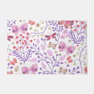 Schmetterlingsfarben und Blume Rose Fußmatte