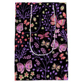 Schmetterlingsfarben und Blume Rose niedlich Mittlere Geschenktüte (Rückseite)