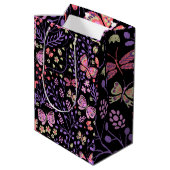 Schmetterlingsfarben und Blume Rose niedlich Mittlere Geschenktüte (Rückseite Schrägansicht)