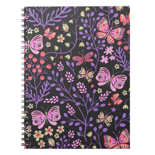 Schmetterlingsfarben und Blume Rose niedlich Notizblock (Vorderseite)