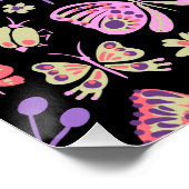 Schmetterlingsfarben und Blume Rose niedlich Poster (Ecke)