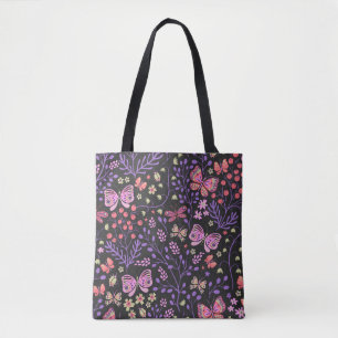 Schmetterlingsfarben und Blume Rose niedlich Tasche