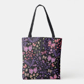 Schmetterlingsfarben und Blume Rose niedlich Tasche (Rückseite)