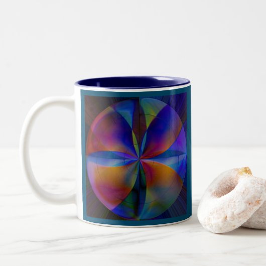 Schmetterlingsfarben Zweifarbige Tasse (Mit Donut)