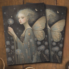 Schmetterlingsfee & Löwenzahnfeld Dekupage Kunst Seidenpapier