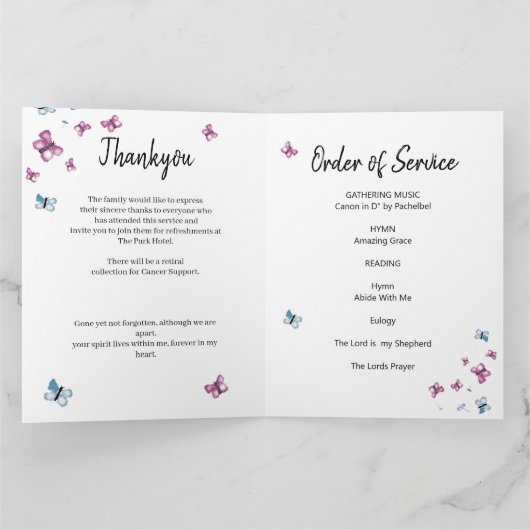 Schmetterlingsfeier Karte (Innenseite)