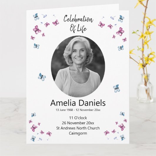 Schmetterlingsfeier Karte (Gelbe Blume)