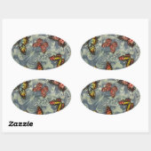 Schmetterlingsfeld Ovaler Aufkleber (Blatt)