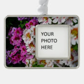 Schmetterlingsfliege Blume Weißrosa und Lila Rahmen-Ornament Silber (Vorderseite)