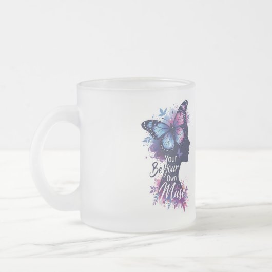 Schmetterlingsfliege-Silhouette, Selbstfindung, se Mattglastasse (Links)