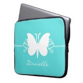 Schmetterlingsfliege-Wirbel Laptop-Sieb, Aqua Laptopschutzhülle (Vorderseite Links)