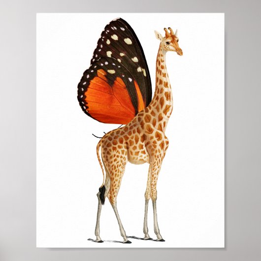 Schmetterlingsflügel-Giraffe Poster (Vorne)