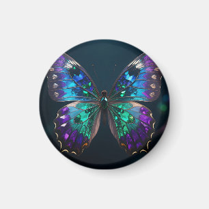 Schmetterlingsflügel mit Juwelen Irisierendes Blau Magnet