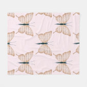 Schmetterlingsform Rosa Poetisch Fleecedecke (Vorderseite (Horizontal))