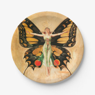Schmetterlingsfrau Fliegende Frau Illustration Pappteller