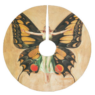 Schmetterlingsfrau-Flug-Illustration Polyester Weihnachtsbaumdecke
