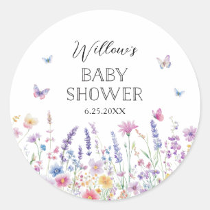 Schmetterlingsgarten-Baby-Shower-Gunstaufkleber Runder Aufkleber