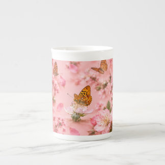 Schmetterlingsgarten-Blumen-Knochenporzellan-Tasse Porzellantasse