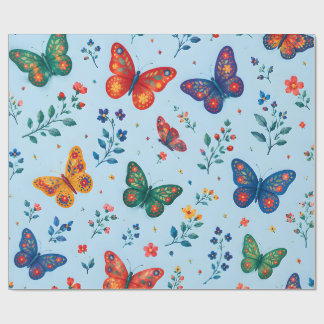 Schmetterlingsgarten-Geschenkpapier – Farbige Flor Geschenkpapier