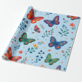 Schmetterlingsgarten-Geschenkpapier – Farbige Flor Geschenkpapier (Ungerollt)