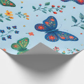 Schmetterlingsgarten-Geschenkpapier – Farbige Flor Geschenkpapier (Ecke)