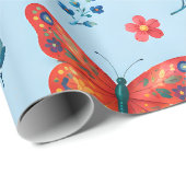 Schmetterlingsgarten-Geschenkpapier – Farbige Flor Geschenkpapier (Rolleneckpunkt)