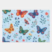 Schmetterlingsgarten-Geschenkpapier – Farbige Flor Geschenkpapier Set (Vorderseite 3)