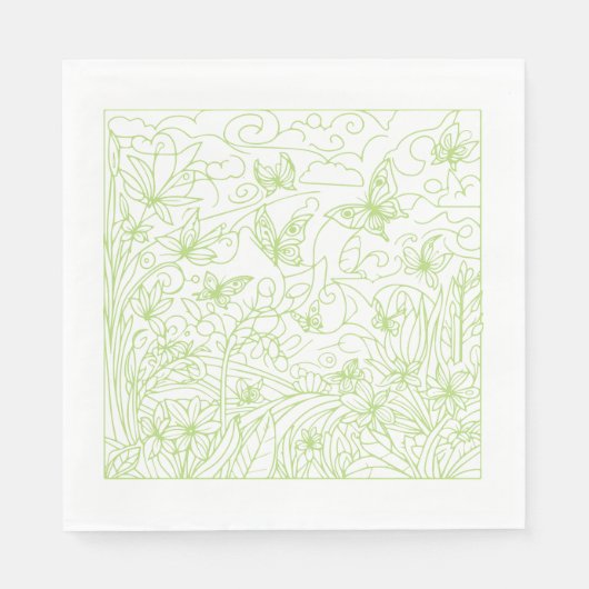 Schmetterlingsgarten Grün Serviette (Vorderseite)