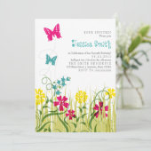 Schmetterlingsgarten in hellen Farben Einladung (Stehend Vorderseite)