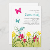 Schmetterlingsgarten in hellen Farben Einladung (Vorne/Hinten)