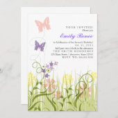 Schmetterlingsgarten in Pastel Einladung (Vorne/Hinten)