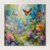 Schmetterlingsgarten Modernes Abstraktes Gemälde Puzzle (Vertikal)