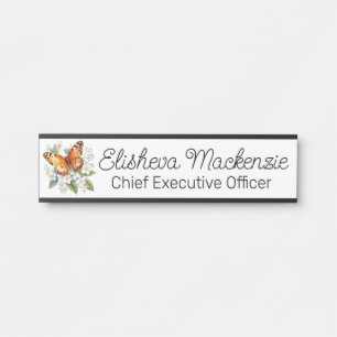 Schmetterlingsgarten Orange und Weiße Büro Türschild