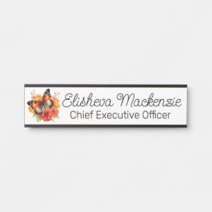 Schmetterlingsgarten Orange und Weiße Büro Türschild