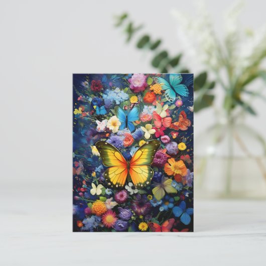Schmetterlingsgarten Postkarte (Stehend Vorderseite)