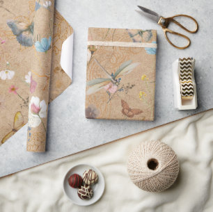 Schmetterlingsgarten Vintage-Geschenkpapier Geschenkpapier