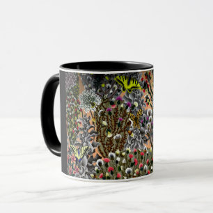 Schmetterlingsgarten Weidenblüten vintage Illustra Tasse