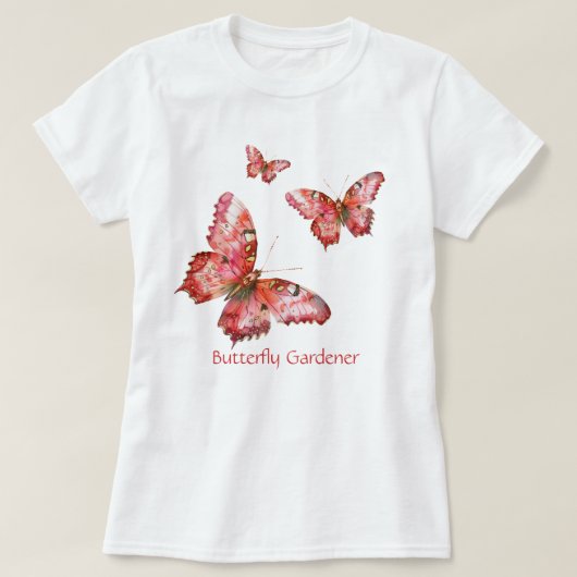 Schmetterlingsgärtner Pink T-Shirt (Design vorne)