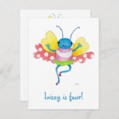 Schmetterlingsgeburtseinladung Einladung (Vorne/Hinten)