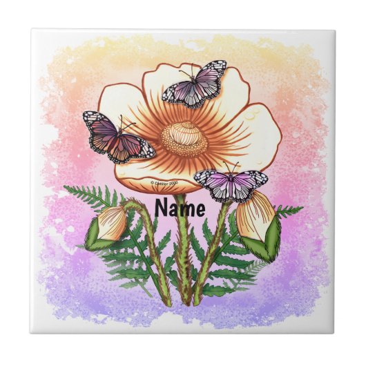 Schmetterlingsgelber Mohn Fliese (Vorderseite)